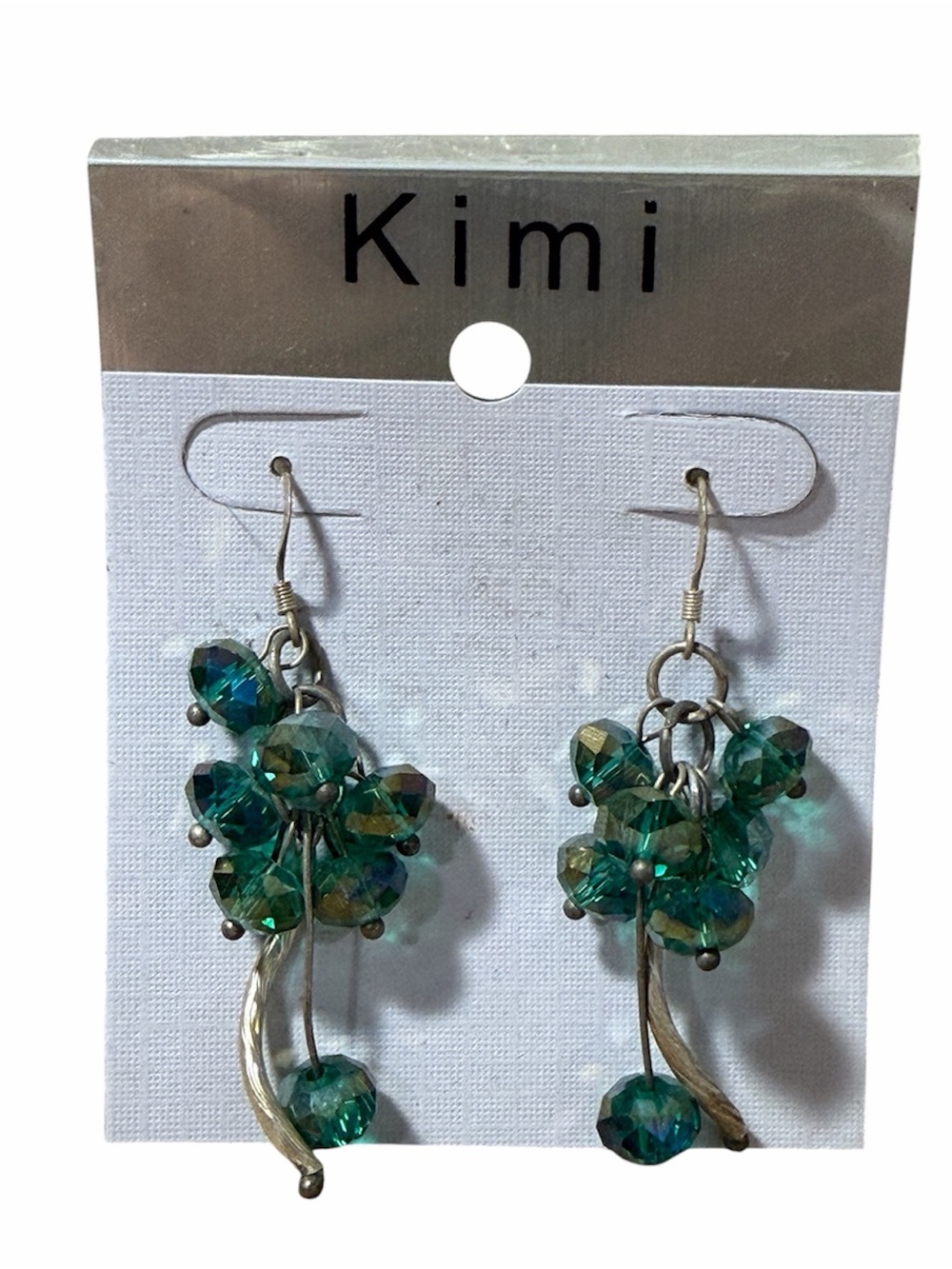 Teal Crystal Cluster Drop Earrings
